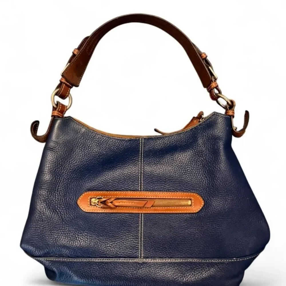 Dooney & Bourke Sophie Hobo Navy Pebble Grain Leather Shoulder Bag Tassel